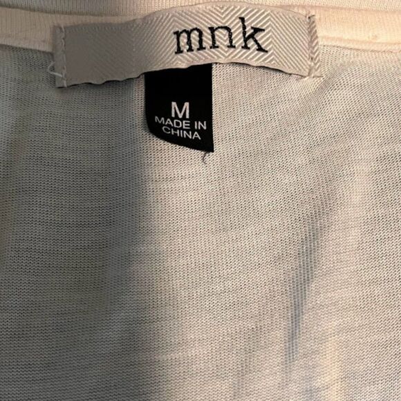 MNK Tunic M Cream Sheer Long Sleeve White Floral Applique Cottagecore Bohochic - Picture 4 of 7